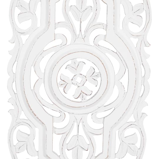 Set of 2 White Mango Wood Farmhouse Abstract Wall Decor, 16" x 48"